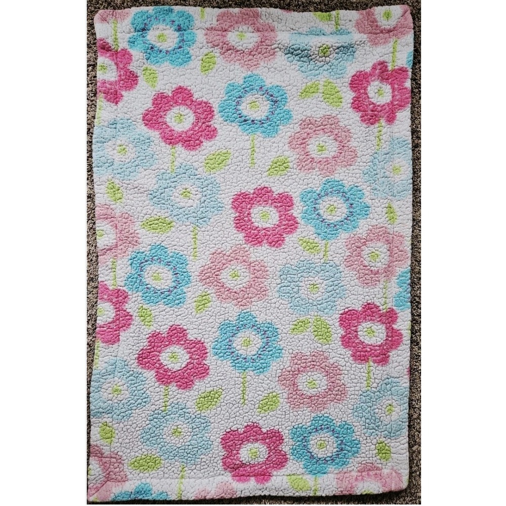 Little Miracles Floral Sherpa Baby Blanket Pink Blue Flowers Green Costco Lovey
